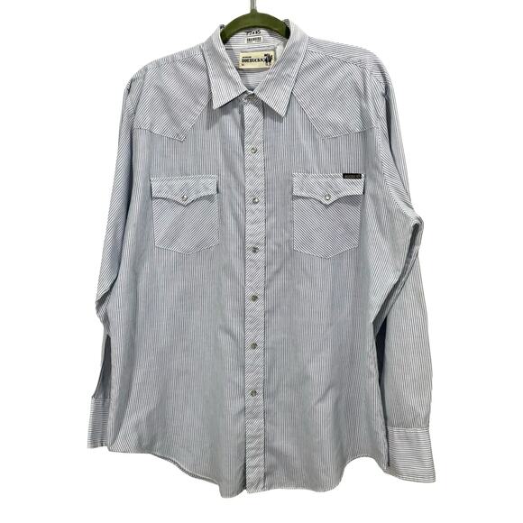 Vintage 70s Roebucks Western Striped Pearl-Snap Button Long Sleeve Shirt - Picture 8 of 8